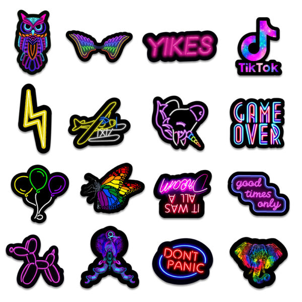 50 New Neon Stickers Car Trunk Phone Water Cup Decoration Stickers - Image 2